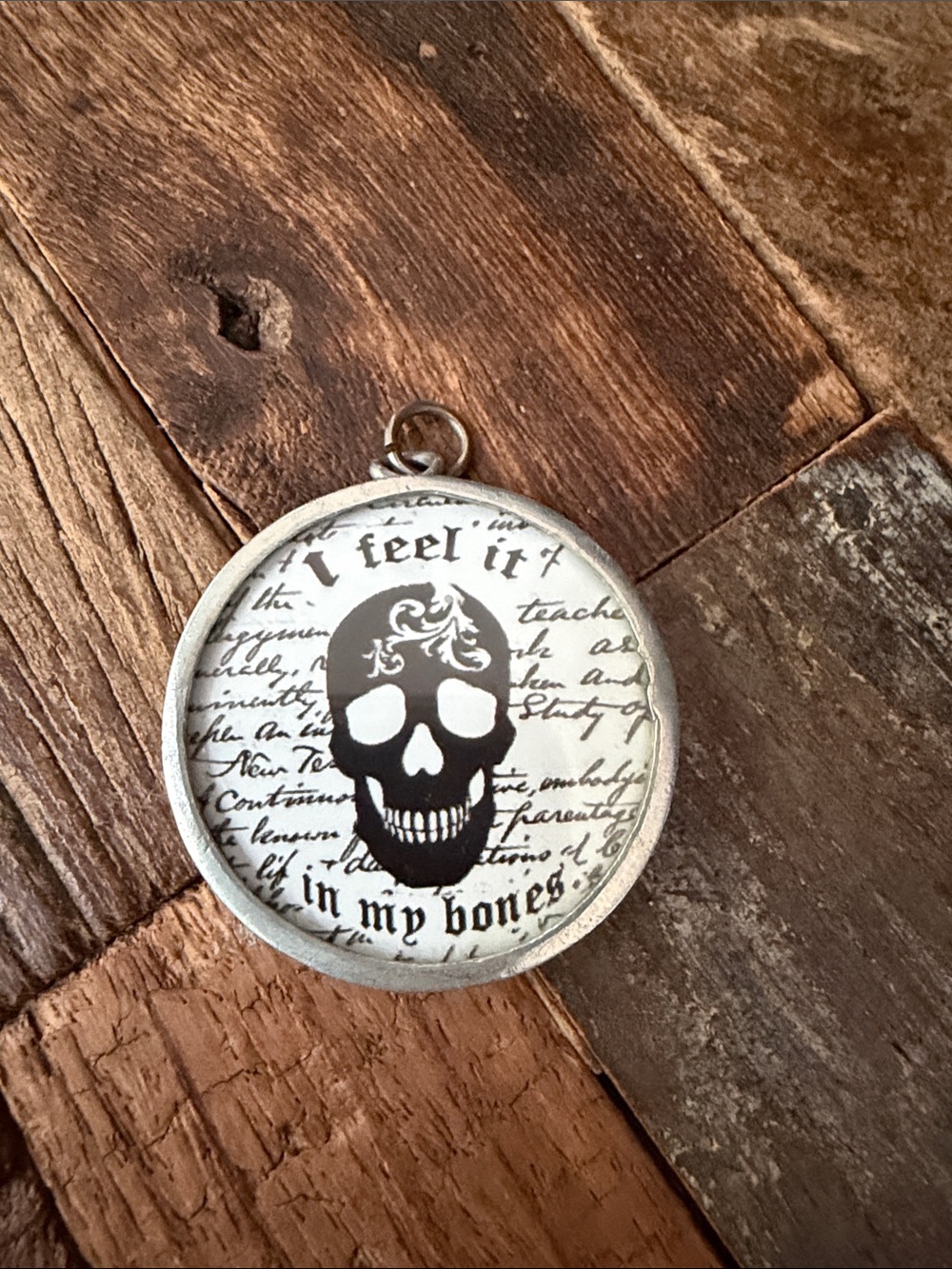 I feel It In My Bones large 2-Sided pendant from Pick Up Sticks Jewelry preloved